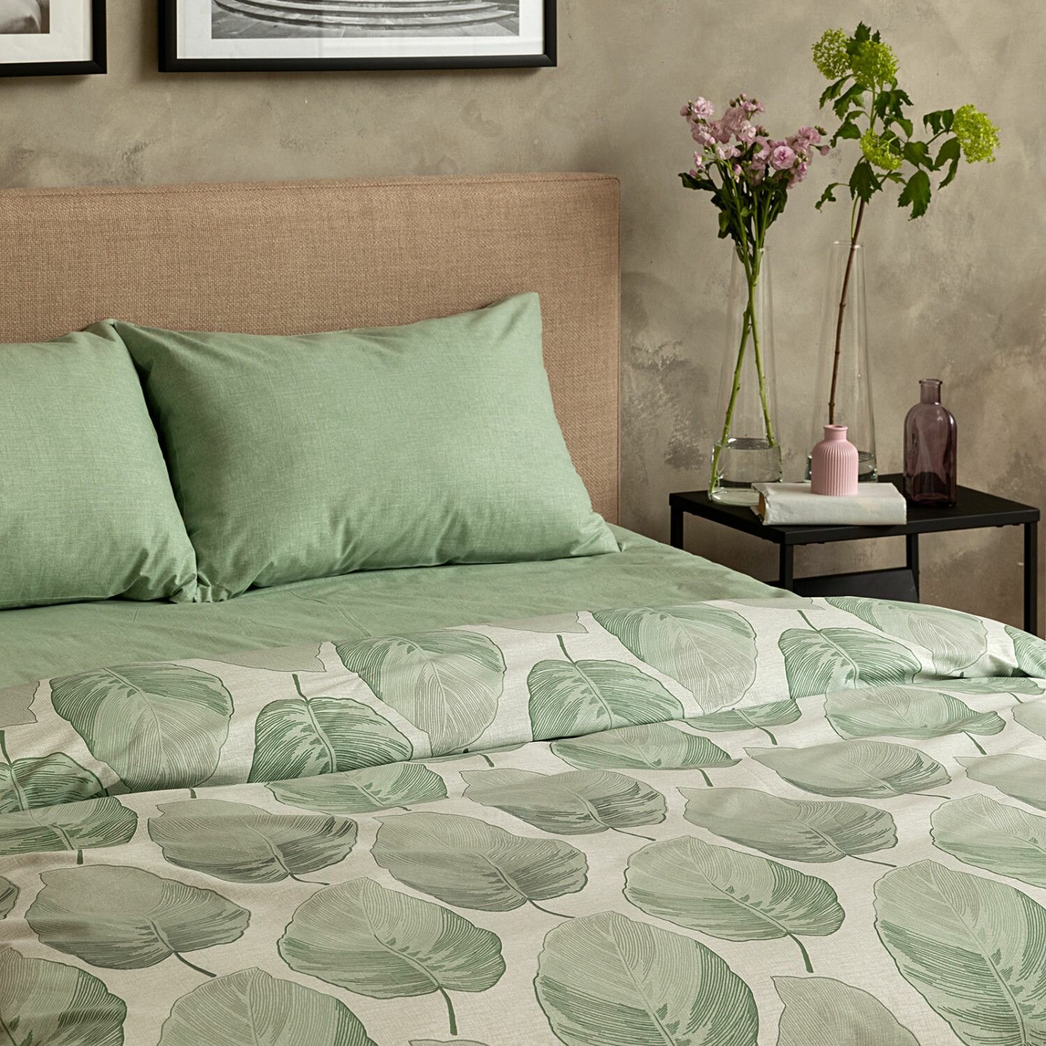 Cozy Home Комплект постельного белья, Поплин, 2-x спальный, нав. 50х70, Modico Green II