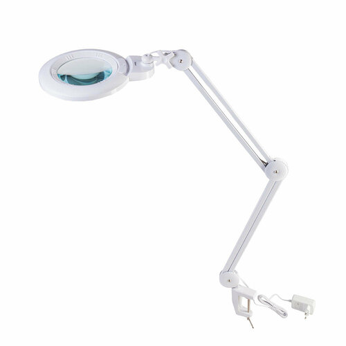 фото Лупа 8608d 3d/5d (3 дптр, 5 дптр, 150 мм) на струбцине с подсветкой led veber