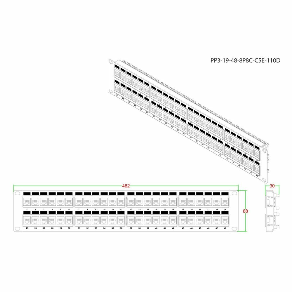 Патч-панель Hyperline PP3-19-48-8P8C-C5E-110D - фото №20