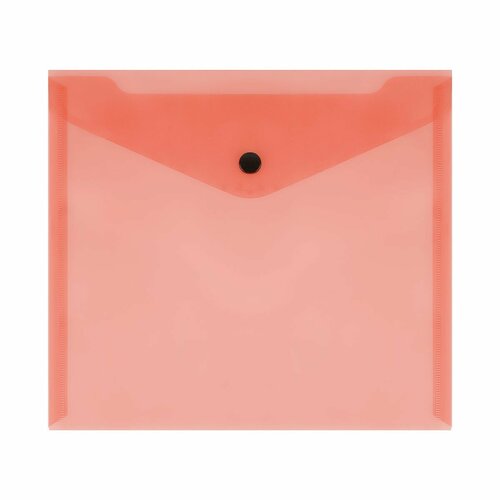 Папка-конверт на кнопке СТАММ А5+, 150мкм, пластик, прозрачная, красная (30 шт)