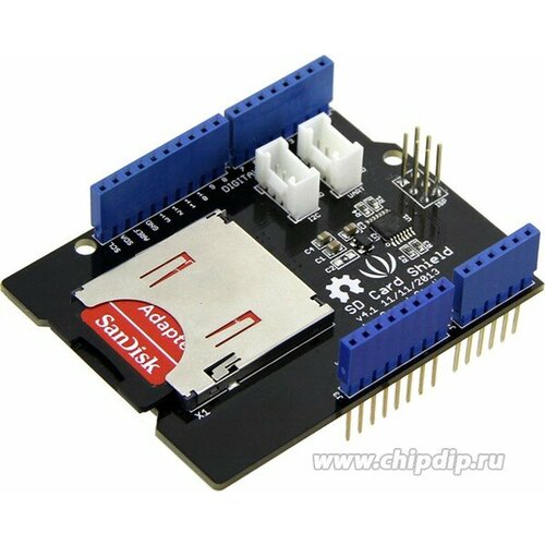 SD Card Shield V4, Arduino-совместимая плата расширения для подключения SD, SDHC и TF карт памяти. micro sd storage expansion board micro sd tf card memory shield module spi for arduino promotion