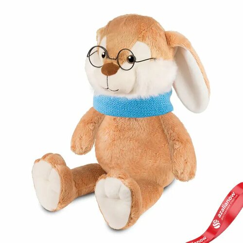 Игрушка Кролик Эдик в шарфе 20 см Коричневый Синий шоколад вязаный кролик эдик