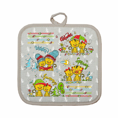 S-CHIEF ПЛ-018 Прихватка Новый год полулён 50 хлопок 50 лен 18 х 18 см Тигры сезона УТ-0011859 597₽