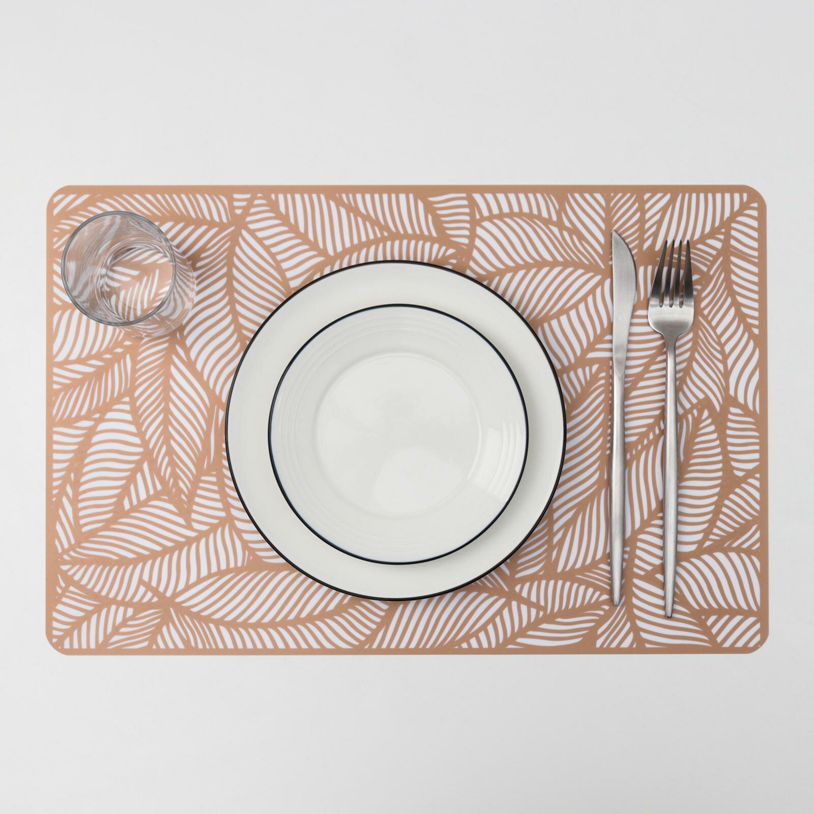 Салфетка сервировочная на стол SKYPHOS «Листья» 43×28 см, бронзовая