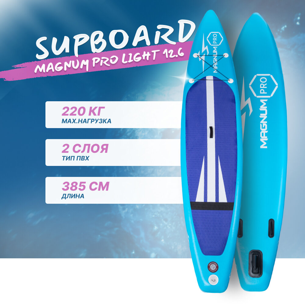 Сап борд надувной двухслойный для плаванья Magnum PRO light 12.6 / Доска SUP board / Сапборд