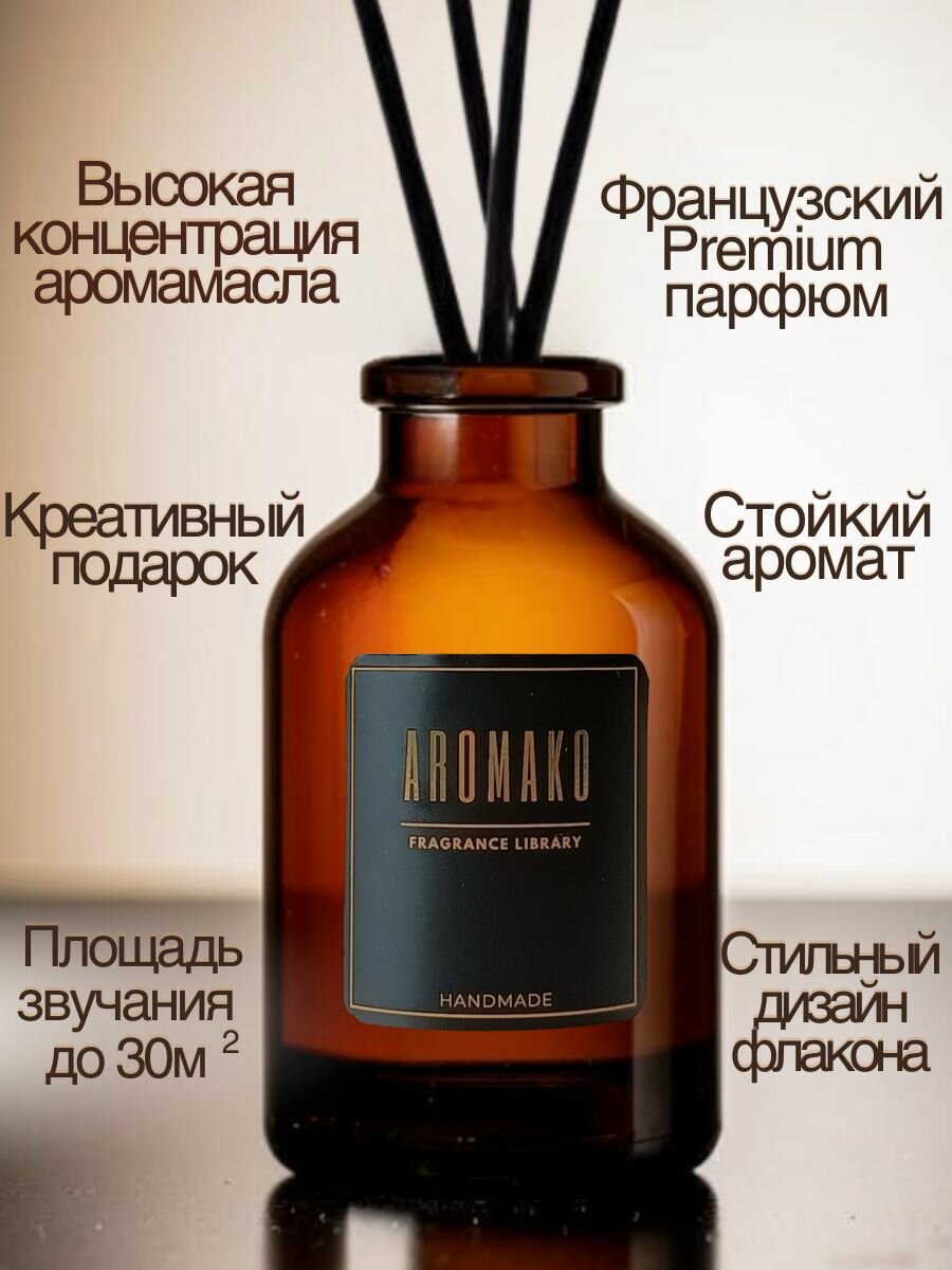 Ароматический диффузор с палочками Пион и мимоза 50 мл, ароматизатор для дома и офиса, парфюм для дома AROMAKO — фото 1