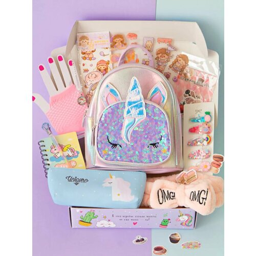 Подарочный набор Играй Мечтай Единорог, 10 предметов, рюкзак, перчатки, заколки, пенал
