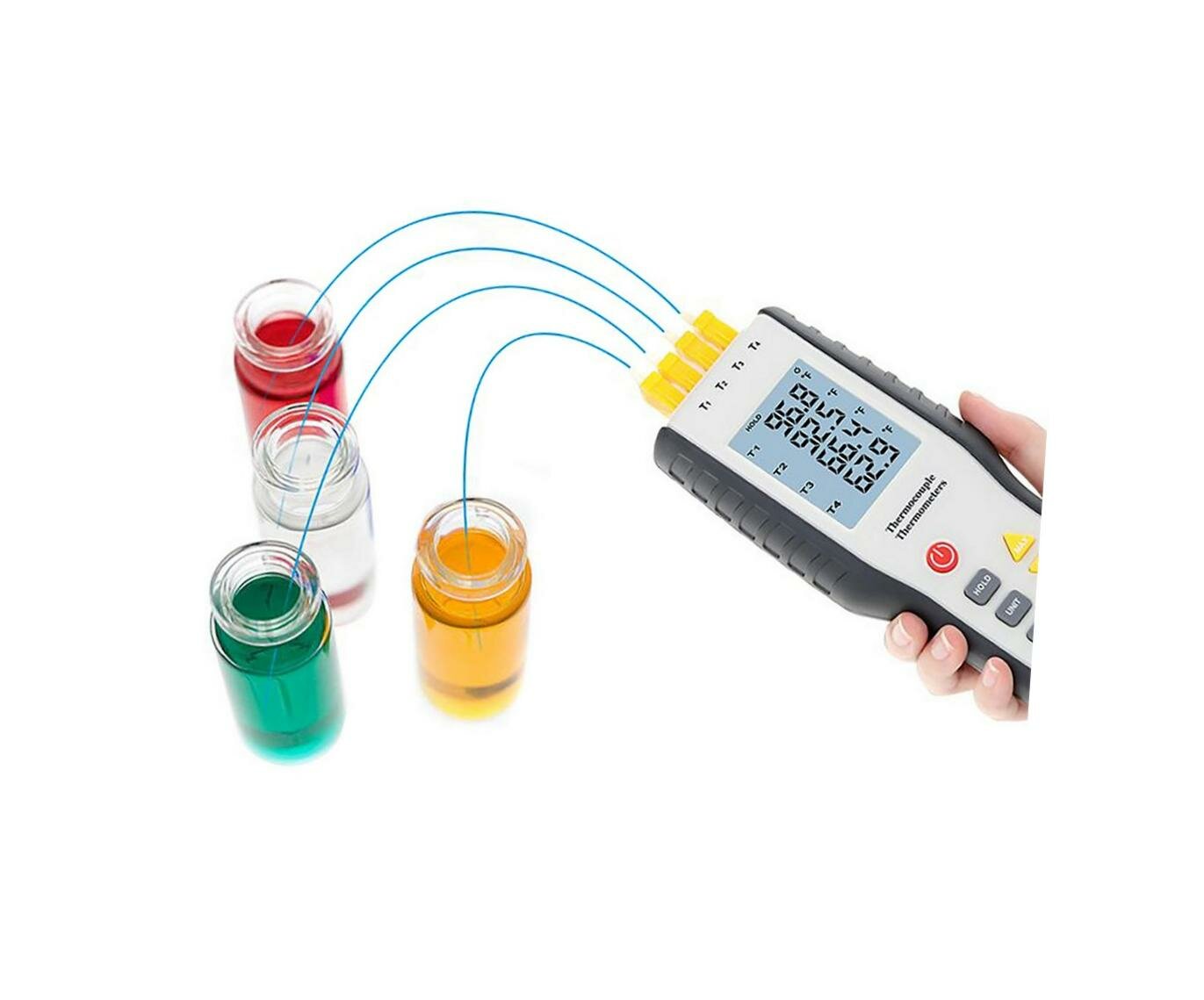 Изображение Термопарный термометр Hti HT (9815) (EU) - thermocouple meter. Измеритель термопары. 4-х канальный цифровой термометр.