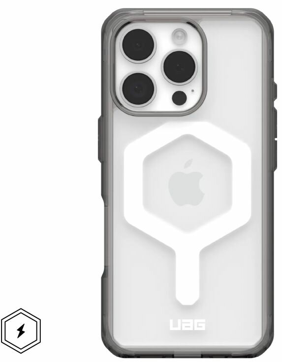 Чехол с поддержкой MAGSAFE Uag Plyo для iPhone 16 Pro 6.3", цвет стонированный/белый (Ash/White)