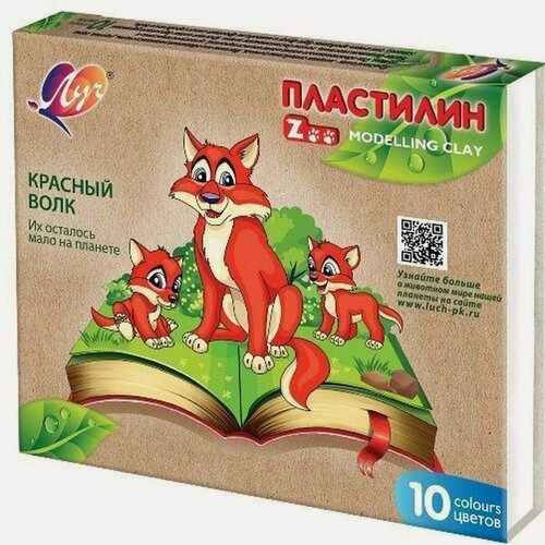 Изображение товара Пластилин 10 цветов Луч "Zoo", 150г, со стеком (29С 1721-08), 20 уп.