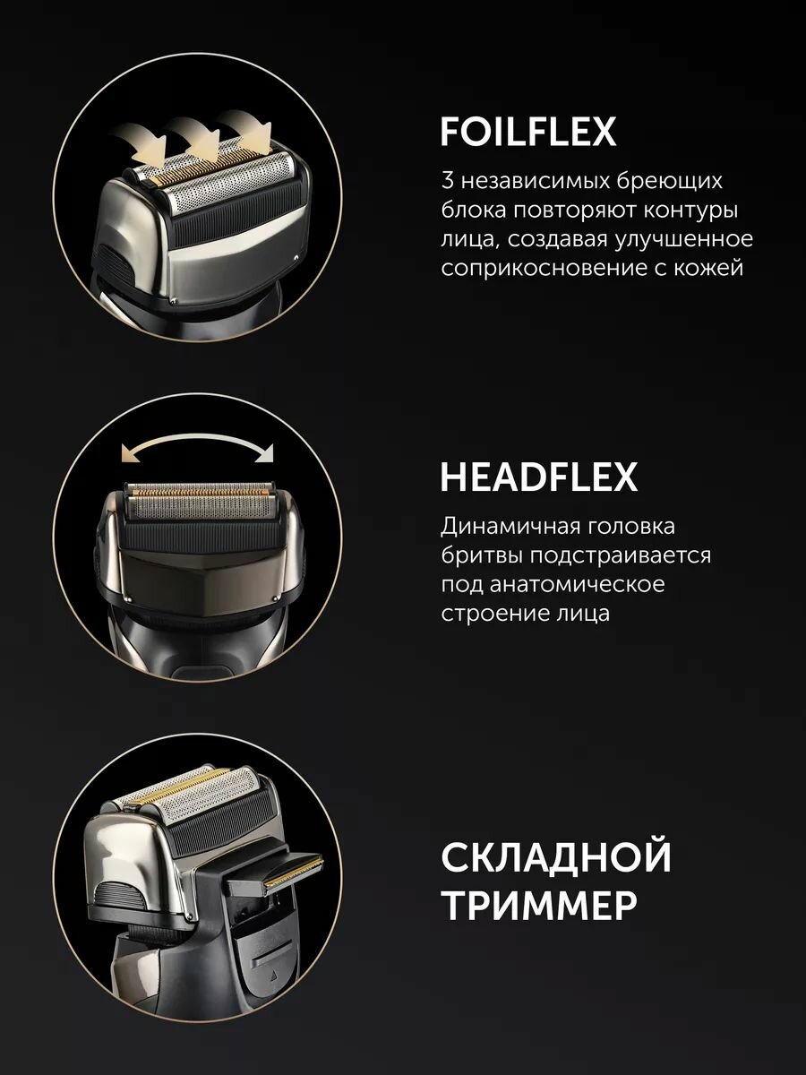 Электрическая бритва Polaris PMF 1013RC wet&dry 5D PROF 3+ / Электробритва, черный, серебряный — фото 1