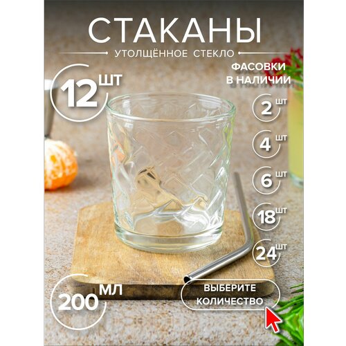 Набор стаканов стекло 250 мл 2 штуки 1741₽