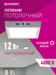 Накладная светодиодная панель онлайт 90 157, 12 Вт, дневного света 4000К