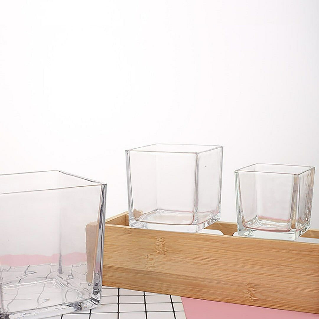 Набор 6 шт. Стаканы для свечей, для свечеварения, квадратные, стеклянные