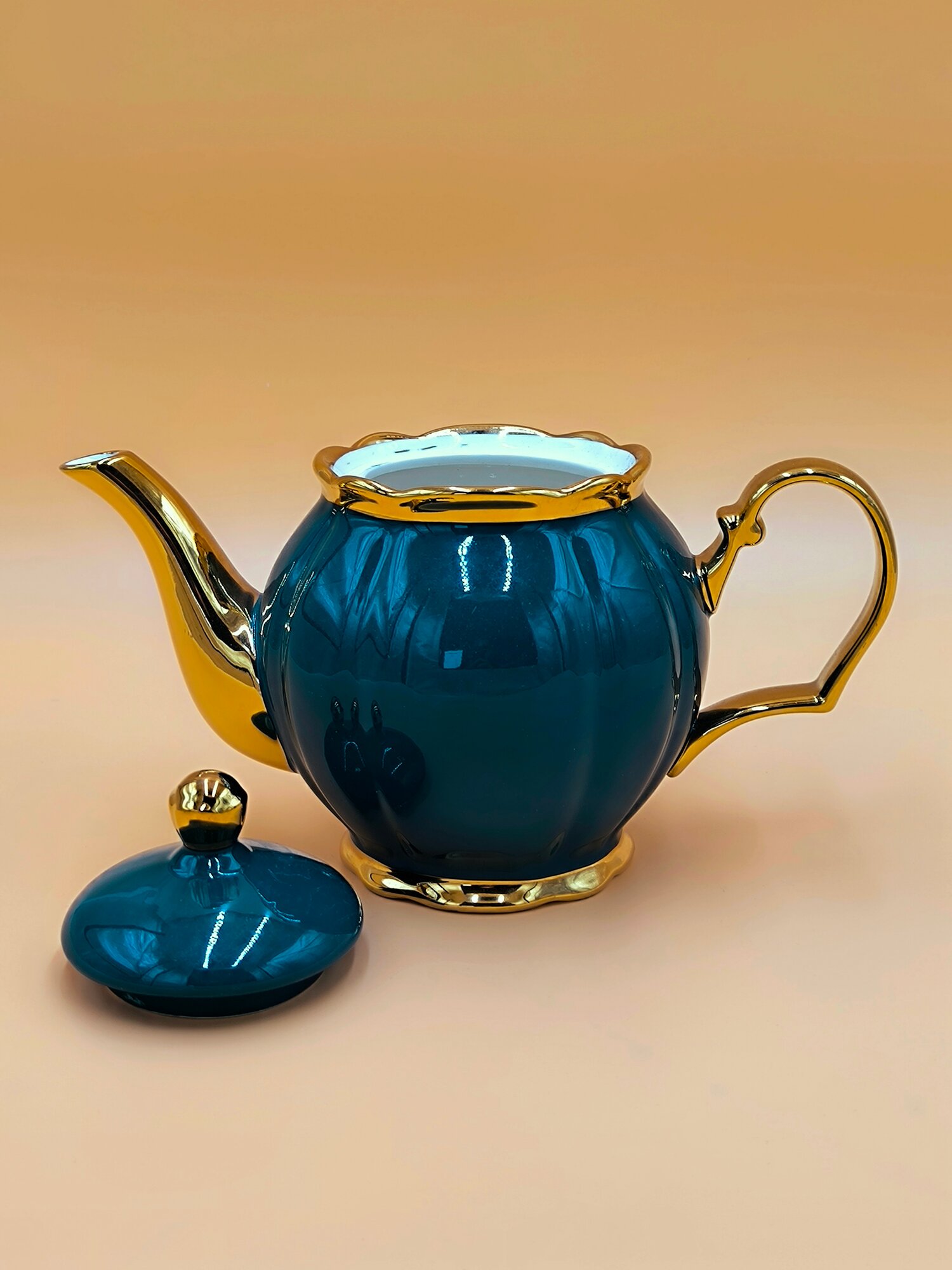 Серия Керамических Чайников "Tea Pot 6 Xashamat" Золотыми линями — фото 1