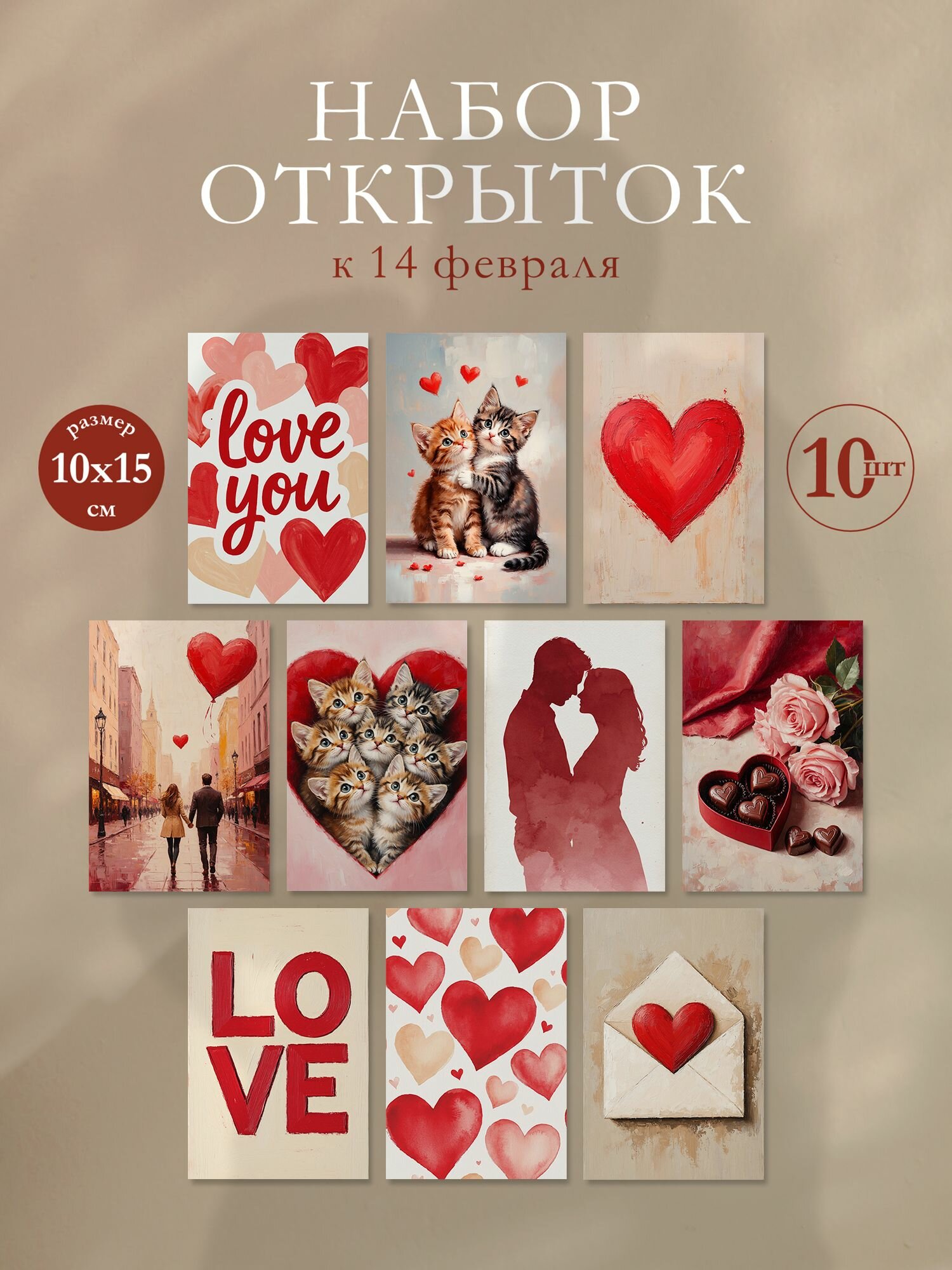 Открытки на 14 февраля, 10 шт