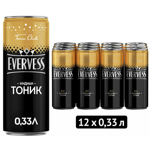 Газированный напиток Эвервесс Тоник Индиан 0.33 л ж/б упаковка 12 штук