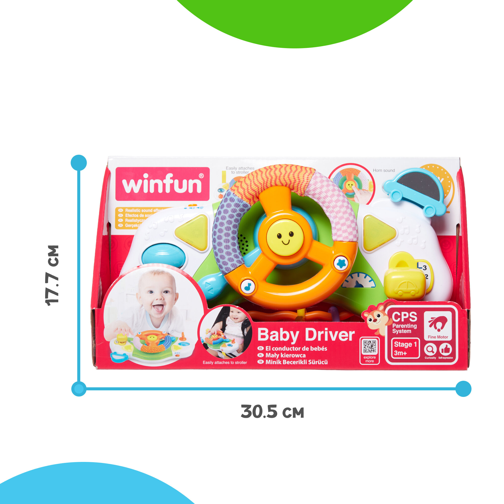 Развивающая игрушка Winfun Руль, звуковые и световые эффекты, учимся и играем, крепится к кроватке — фото 1