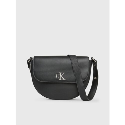 Сумка кросс-боди CALVIN KLEIN Crossbody Saddle Bag, фактура рельефная, черный