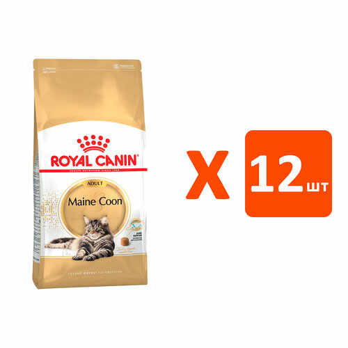 ROYAL CANIN MAINE COON ADULT для взрослых кошек мэйн кун (0,4 кг х 12 шт) сухой корм для кошек royal canin maine coon adult корм для взрослых кошек породы мэйн кун от 15 месяцев до 12 лет 2 шт х 2 кг