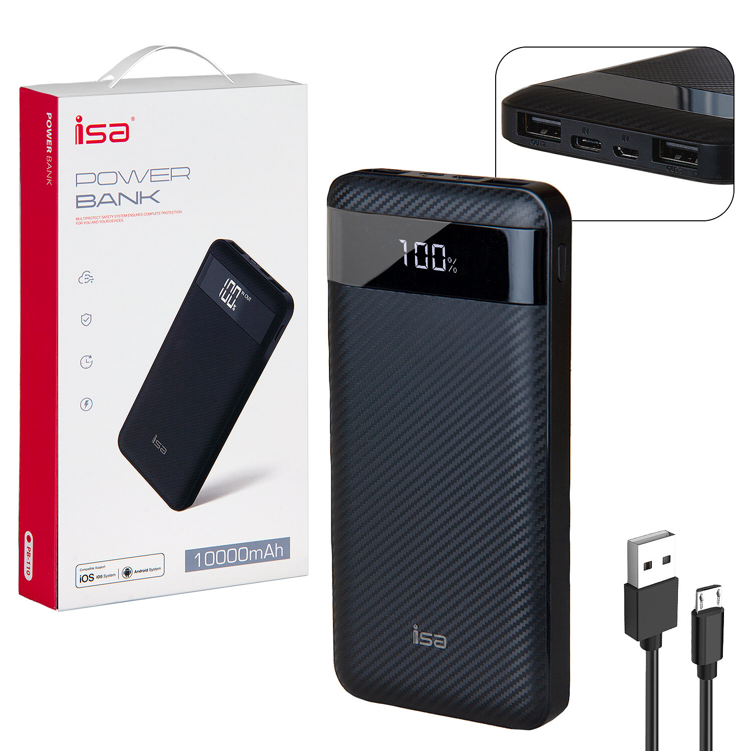 Внешний аккумулятор ISA PB-110 10000mAh, черный