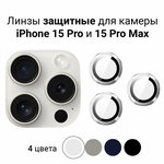 Линзы (стекла) для защиты камеры iPhone 15 Pro / 15 Pro Max Серебрситые - изображение