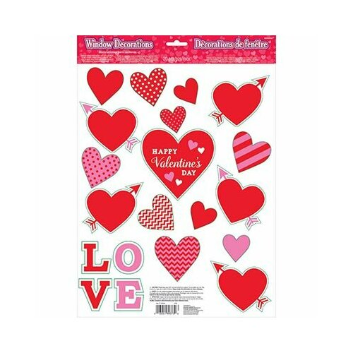 Наклейки на окно Сердца Валентин 20шт/А