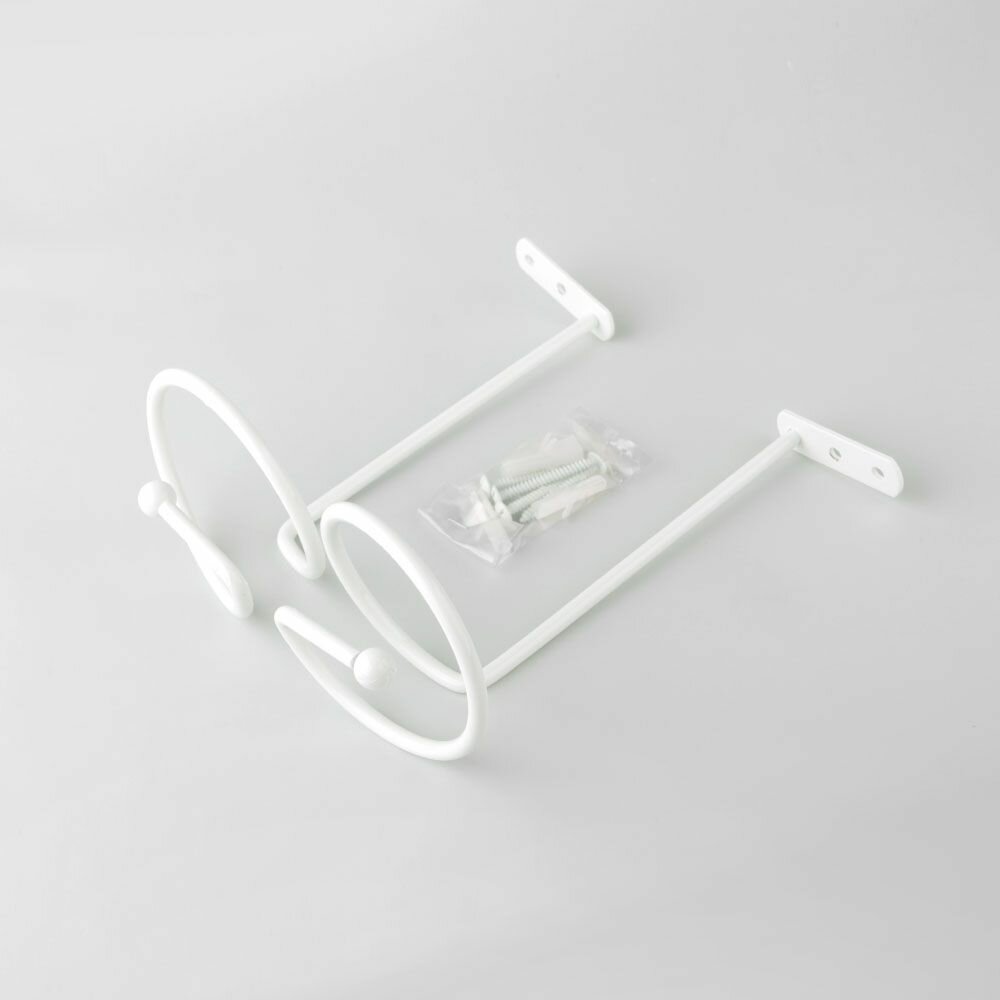 Держатель для штор OLEXDECO "Спираль драпировочная большая" Белый глянец Пара (2 шт.)