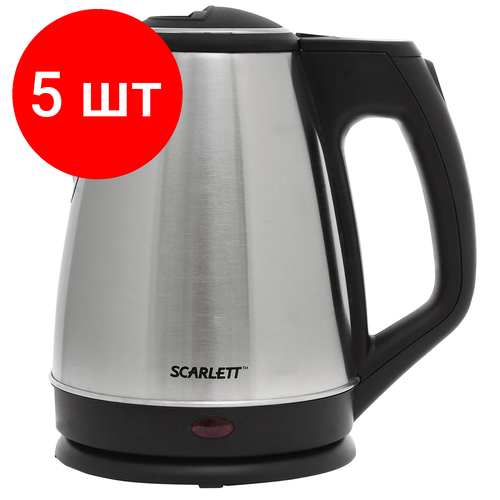 Комплект 5 шт, Чайник SCARLETT SC-EK21S25, 1.5 л, 1350 Вт, закрытый нагревательный элемент, сталь, SC - EK21S25 чайник электрический scarlett sc ek21s25 1350 вт серебристый 1 5 л нержавеющая сталь