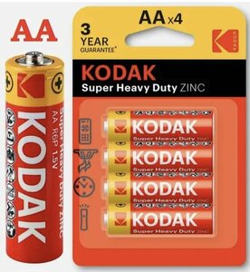 Батарейка Kodak Super Heavy Duty AA, LR06/пальчиковые! в упаковке: 4 шт.