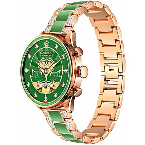 Смарт часы Gen 11 круглые женские Bluetooth iOS Android зеленые 2890₽