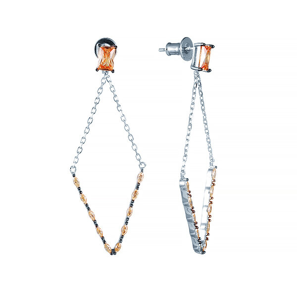 Серьги ELEMENT47, серебро, 925 проба, фианит