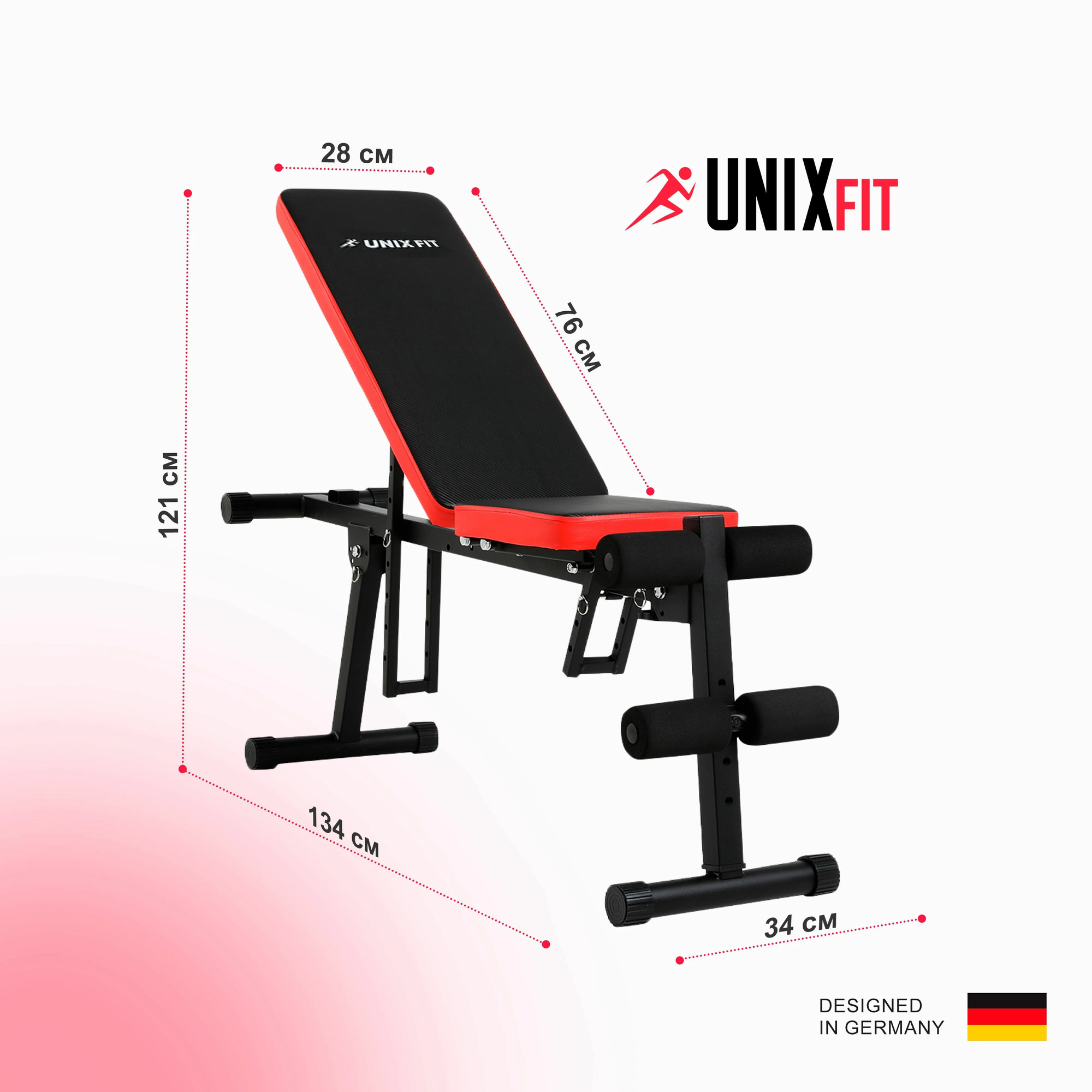 Скамья силовая универсальная UNIX Fit BENCH 130P трансформер, складная, нагрузка на скамью до 250 кг, 139х34х129 см. UNIXFIT