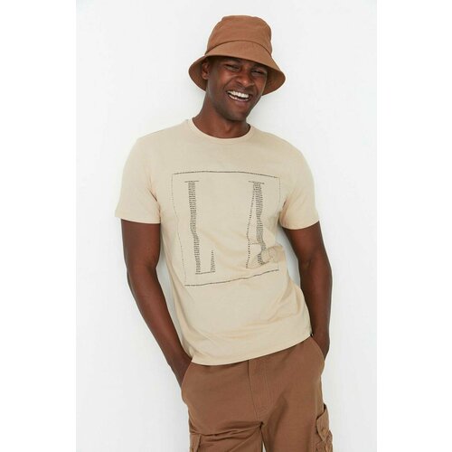 фото Футболка trendyol, размер 50, бежевый