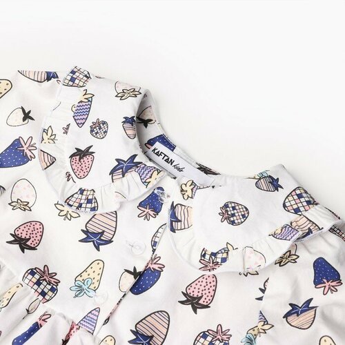 фото Платье kaftan, размер 122/128, белый/ягоды