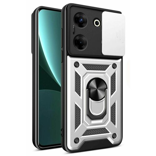 фото Чехол противоударный для tecno camon 20 и 20 pro 4g / техно камон 20 и 20 про 4g с защитой камеры armors (серебристый)