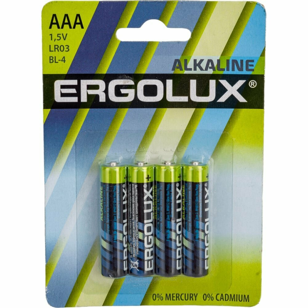 AAA Батарейка ERGOLUX Alkaline LR03-BL4, 4 шт. 1250мAч - фото №7