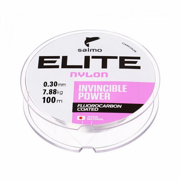 Леска монофильная Elite FLUORO COATED NYLON, диаметр 0.3 мм, тест 7.88 кг, 100 м, прозрачная