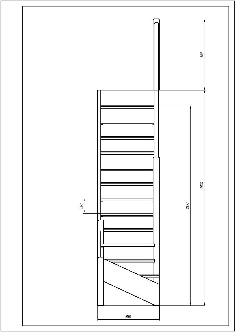 Поворотная межэтажная универсальная лестница ЛЕС07 - фотография № 5