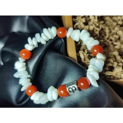 фото Браслет, сердолик, размер 20 см, белый hrustalek