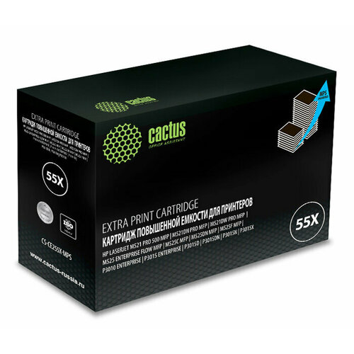 Картридж Cactus CS-CE255X-MPS для лазерного принтера, черный, совместимый картридж для лазерного принтера cactus cs tn2375 mps