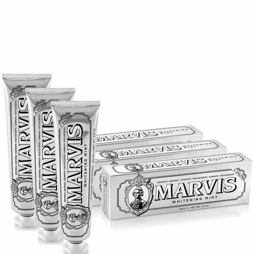 Зубная паста Marvis Whitening Mint Отбеливающая 85 мл, набор 3 шт зубная паста отбеливающая marvis smokers whitening mint 25 мл