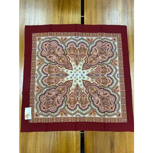 фото Платок-капюшон павловопосадская платочная мануфактура,89х89 см, бордовый