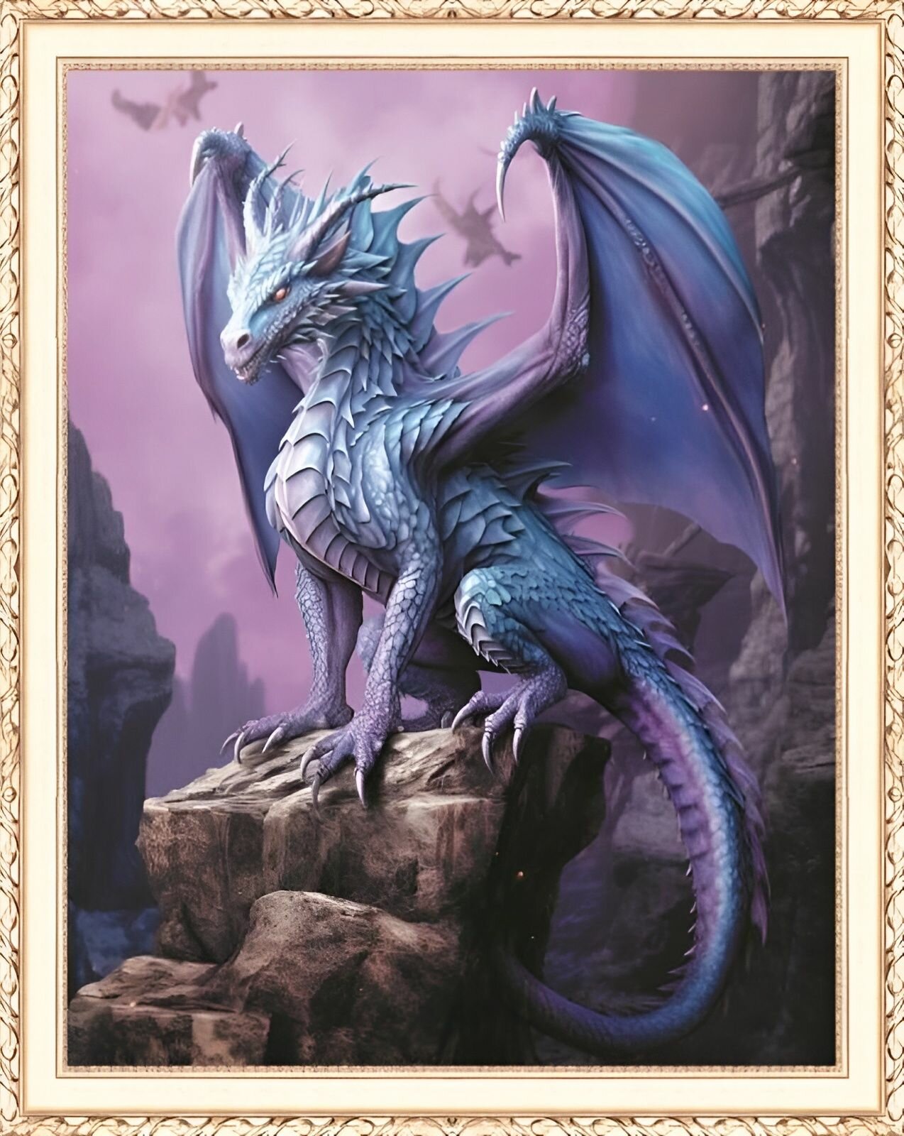 Алмазная мозаика на подрамнике 40*50 "Фиолетовый дракон"