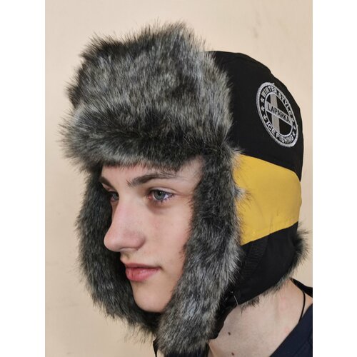 Шапка ушанка Laparka, размер XL, черный, красный