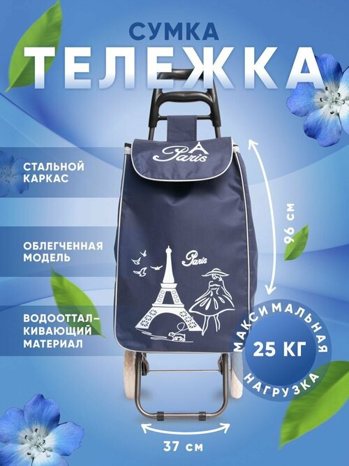 Сумка-тележка  833 синий, 37х96, ручная кладь, синий