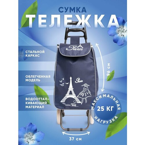 Сумка-тележка 833 синий, 37х96, ручная кладь, синий