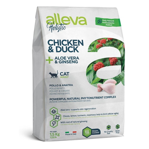 ALLEVA HOLISTIC Корм для взрослых кошек с курицей и уткой 1,5 кг