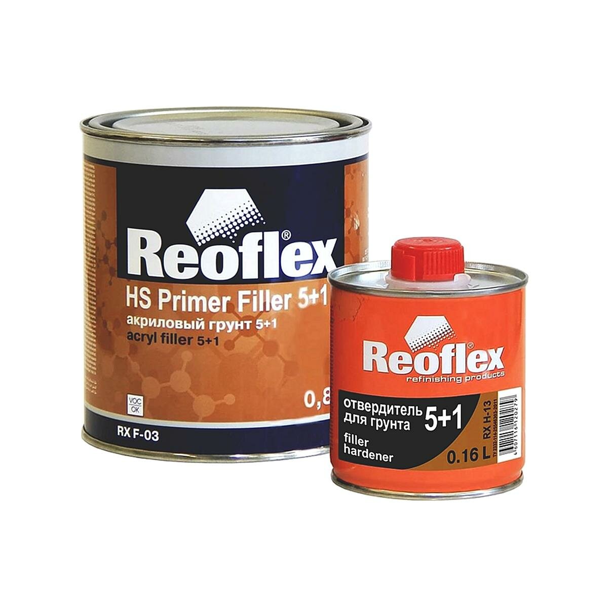 REOFLEX RX F-03 5+1 HS Primer Filler Акриловый грунт (серый) 08 л. с отвердителем 016 л.