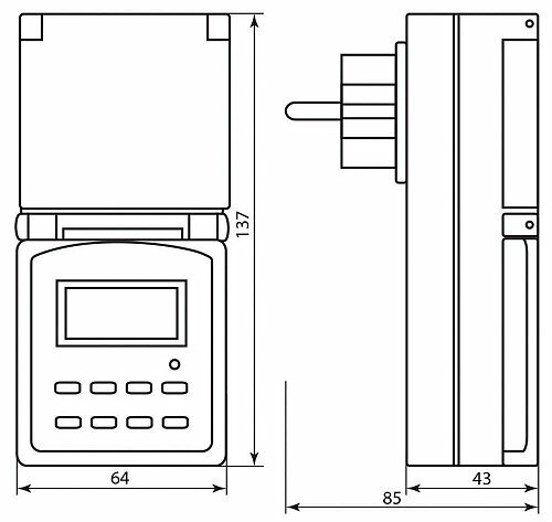 Розетка с таймером (недельная) в защитном корпусе IP 44 3500W/16A 230V, TM23, арт. 23206